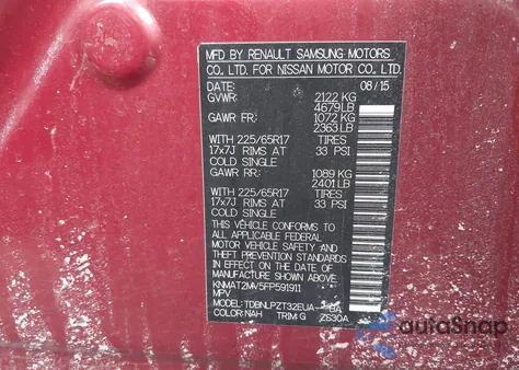 2015 Nissan Rogue S from USA, damaged, VIN KNMAT2MV5FP591911